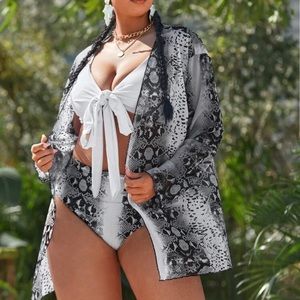 3 piece Snakeskin bikini and Kimono